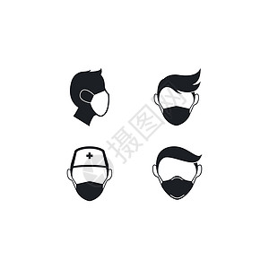 人们使用面具标志矢量图标模板口罩装饰潮人制药流感医院医生肺炎插图标识图片