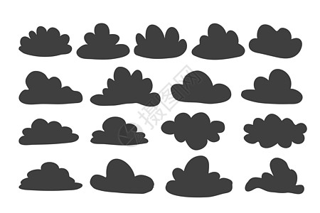 卡通天真的风格手绘云集多云贴纸天气气泡漫画卡通片空气季节气氛演讲图片
