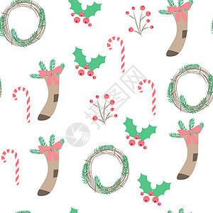 斯堪的纳维亚时尚风格横幅模板壁纸纺织品装饰的圣诞背景图片