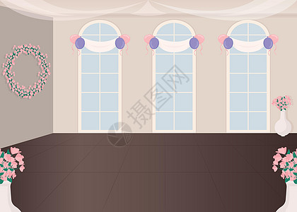 婚礼服务厅平面彩色矢量它制作图案图片