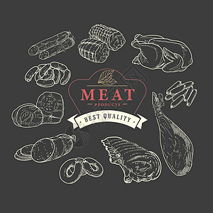 肉制品和香肠店铺收藏市场杂货店烧烤火腿熏肉胸部屠夫菜单图片