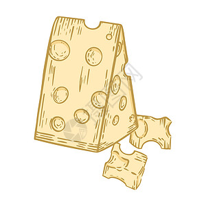 带孔矢量插图的三角形奶酪图片