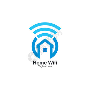 WiFi 主页徽标矢量简单图案制作网络信号房子建筑技术控制公司插图商业建造图片