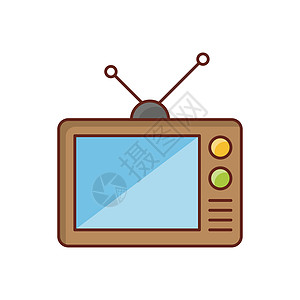 开电视电视展示电气插图模拟视频电影播送技术信号娱乐背景