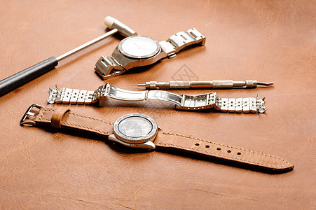 皮革手表带时间配饰带子古董奢华发条装置手腕乐队手工图片