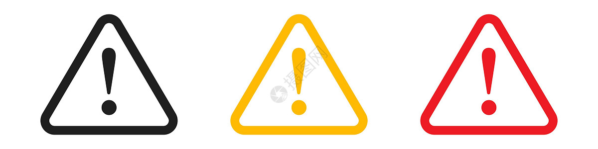 警告标志图标设置简单设计网络安全风险危险警报交通按钮冒险文档收藏图片