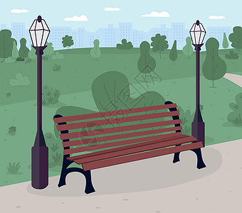 公园长椅平面颜色矢量图制作图案图片