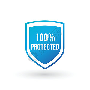100 受保护的护盾概念  100 个安全徽章图标 隐私保证盾横幅 安全保证标签 防御标签 在白色背景上孤立的矢量图商业水利套管背景图片
