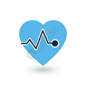 用于医疗应用程序网络报告演示的心跳心跳脉冲平面矢量图标 在白色背景上隔离的矢量图情况起搏器压力医院心电图病人海浪频率卫生插图图片