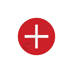 白色加号在白色背景上隔离的红色圆圈中 带有您设计的符号的按钮 它制作图案矢量背景图片
