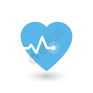 用于医疗应用程序网络报告演示的心跳心跳脉冲平面矢量图标 在白色背景上隔离的矢量图蓝色生活卫生脉动插图药品保健医院心脏病学病人图片