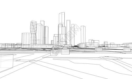 矢量线建筑物和城市 roadstown 设计绘画蓝图艺术建筑学插图建筑景观运输草图房子插画