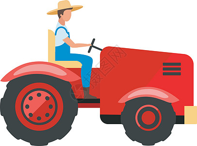 拖拉机司机扁平的性格 农场工人驾驶农业机械卡通插图 农业和农业产业图片