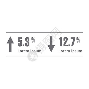 向上和向下的百分比箭头 百分比箭头减少 银行业的概念 可以在演示文稿中使用 webui 报告出版物 在白色背景上孤立的矢量图图片
