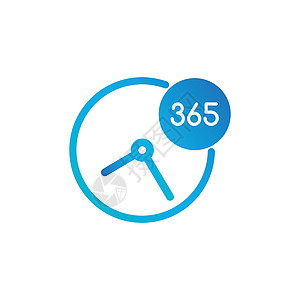 商务时钟图标 365 天 - 客户服务支持呼叫中心的标准标签 在白色背景上孤立的矢量图图片