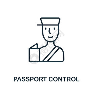 机场集合中的护照控制图标 用于模板网页设计和信息图形的简单行护照控制图标图片