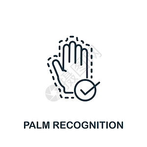 来自身份验证集合的 Palm 识别图标 用于模板网页设计和信息图形的简单线元素棕榈识别符号图片