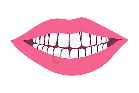 女人的笑容灿烂的嘴唇健康洁白的牙齿 白色背景上平面样式的矢量图像图片