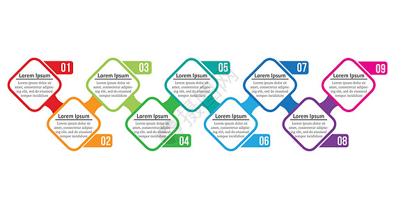 矢量信息图表正方形有 9 个选项或步骤 经营理念的信息图表 可用于演示工作流布局流程图流程图信息图插图团队金融网站日程横幅网络商背景图片