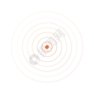 同心圆元素 声波的矢量图 橙色戒指 圆形旋转目标 电台信号 在白色背景上孤立的矢量图图片