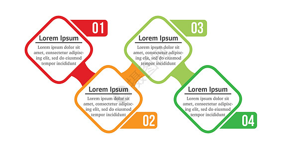 矢量信息图表正方形有 4 个选项或步骤 经营理念的信息图表 可用于演示工作流布局流程图流程图信息图背景图片