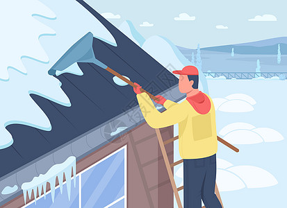 屋顶除雪平面颜色矢量它制作图案图片