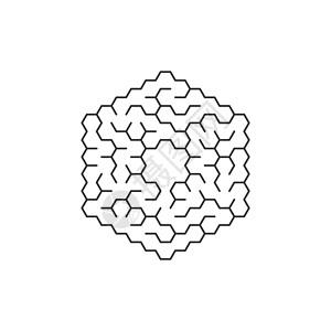 六角形的圆形迷宫 在白色背景上孤立的矢量图图片