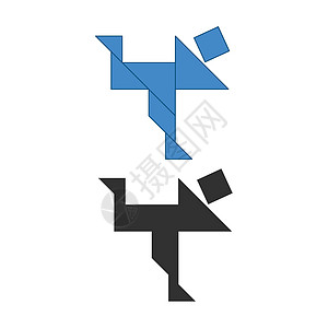 跆拳道滑冰七巧板 传统中国解剖拼图七块瓷砖 - 几何形状三角形方形菱形平行四边形 有助于培养分析能力的儿童棋盘游戏 它制作图案矢图片
