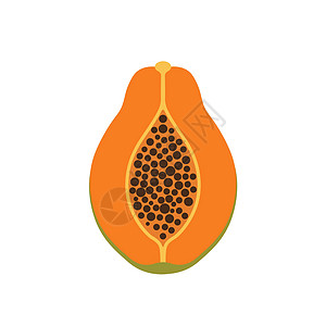 木瓜水果图标符号 矢量 eps1橙子植物绿色食物热带甜点黄色饮食种子插图图片