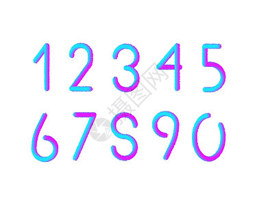 一组毛茸茸的数字毛皮 3d 风格 colorur 时尚排版 包括 1234567890 用于织物生日海报横幅印刷 现代字体 矢量图片