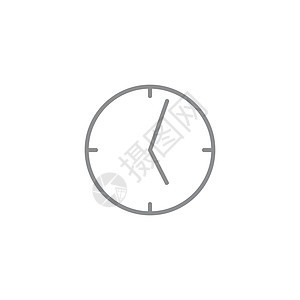时钟线性图标 在白色背景上孤立的矢量图警报时间手表插图办公室计时器收藏指针小时商业图片
