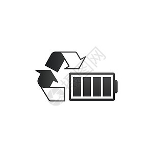 回收带电池的符号 带有回收符号的电池 可再生能源概念 在白色背景上孤立的股票矢量图环境累加器细胞碱性垃圾桶充电器活力电气燃料技术图片