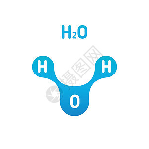 水分子 H2O 科学元素的化学模型 集成颗粒氢氧天然无机化合物 在白色背景上隔离的矢量图活力圆圈生物液体标识公式原子技术蓝色插图图片