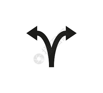 箭头双向方向图标 矢量插画平面设计插图指针途径小路路口交通路标标签弯曲困境图片