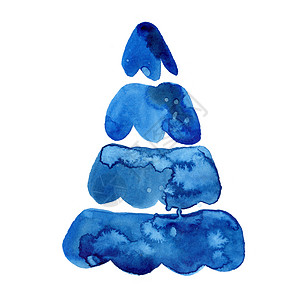 蓝色圣诞树孤立在白色背景上的水彩冬季圣诞树 用于打印纹理壁纸或贺卡的手绘插图云杉 蓝色 美丽的水彩艺术 松树植物森林庆典水彩画风格季节问候背景