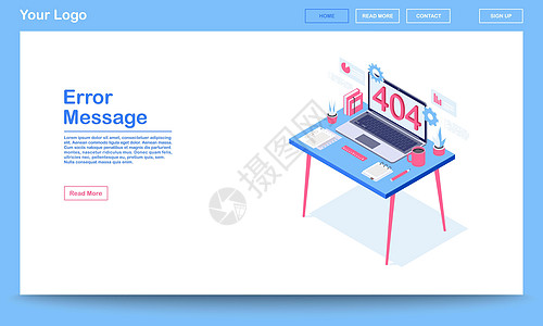 错误消息等距着陆页模板 带有文本空间的 404 错误网页 笔记本电脑显示屏上未找到服务器断开的链接通知 浏览问题标准代码webp图片