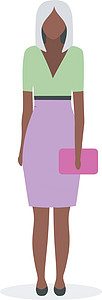 美国黑人女商务人士平面矢量图解 穿着正式服装的金发黑人年轻女子 优雅的深色皮肤女士穿着裙子和包卡通人物 学生商业世界图片
