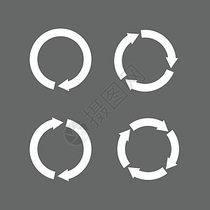 圆形箭头图标 矢量插画平面设计环形黑色玻璃光标框架插图指针镜子按钮白色图片