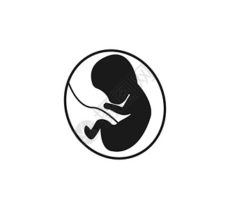 胚胎胎儿怀孕图标 矢量图 平坦的婴儿病菌大学学习生物胎盘药品学校圆圈身体图片