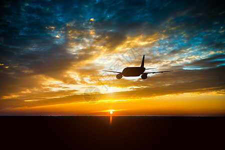 日落时空空中飞机图片