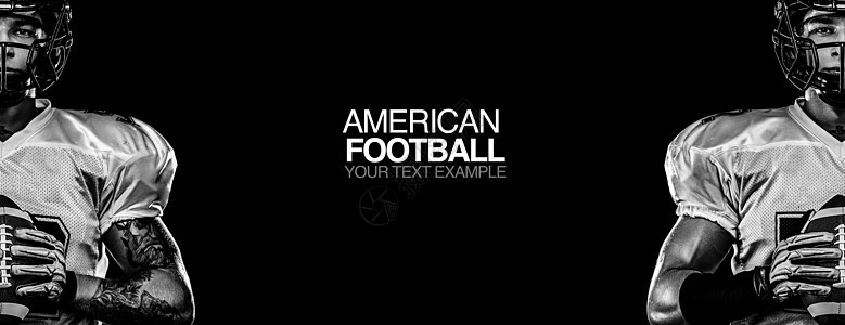 体育概念 黑色背景的美国橄榄球运动员球员与拷贝空间 运动理念玩家足球联盟男性男人竞赛竞争者挑战行动训练图片