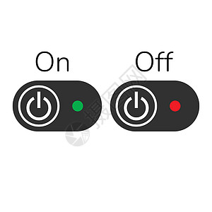 ON OFF 按钮或带指示灯的开关 在白色背景上孤立的股票矢量图图片