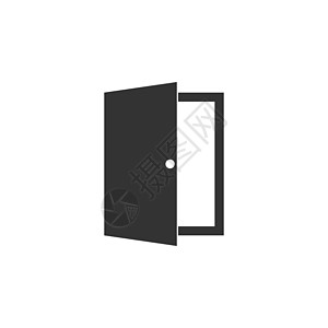 打开门图标 矢量图平面设计   Vecto黑色标识建筑办公室出口商业框架入口方法概念图片