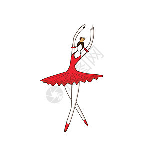 跳舞的芭蕾舞女演员 一件红色礼服的年轻芭蕾舞女演员有魔杖和乌鸦的女孩青少年卡片公主裙子绘画舞蹈舞蹈家戏服女士背景图片