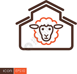绵羊屋矢量图标插图动物羊肉粮仓建筑农场农业农民机库羊毛图片