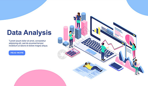 数据分析现代平面设计等距概念 分析和人的概念 着陆页模板 用于 web 和图形设计的概念等距矢量插图  EP职场信息电脑男性开发图片