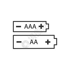 AA 和 AAA 碱性电池图标集 在白色背景上孤立的股票矢量图图片