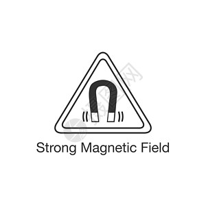 安全标签 ISO W006  强磁场 LB0095 在白色背景上孤立的股票矢量图起搏器危险辐射黄色木板金属贴纸交通警告警报图片