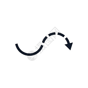 虚线箭头半虚线曲线箭头图标 绕过物体 在白色背景上孤立的股票矢量图设计图片