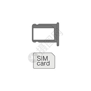 用于智能手机的小型 Nano Sim 卡和 Sim 卡托盘 在白色背景上孤立的股票矢量图图片